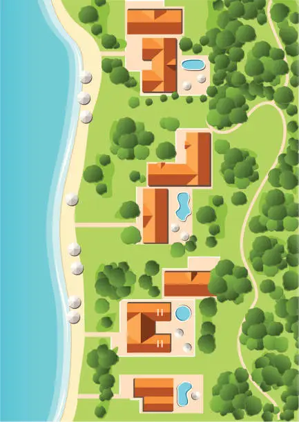 Vector illustration of Resort with Coastline