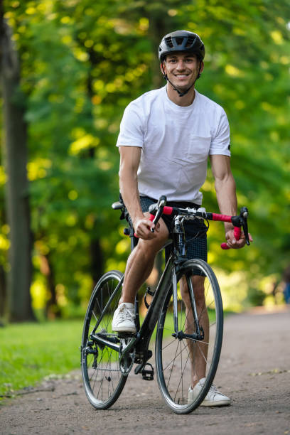istock Well-built young cyclist on a bike looking confident 1623096072