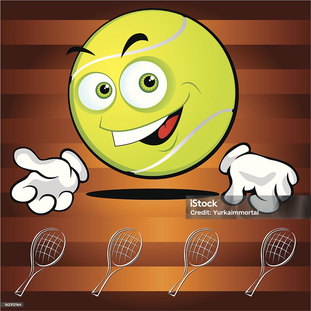 재미있는 웃는 테니스공 - 로열티 프리 Championship 벡터 아트