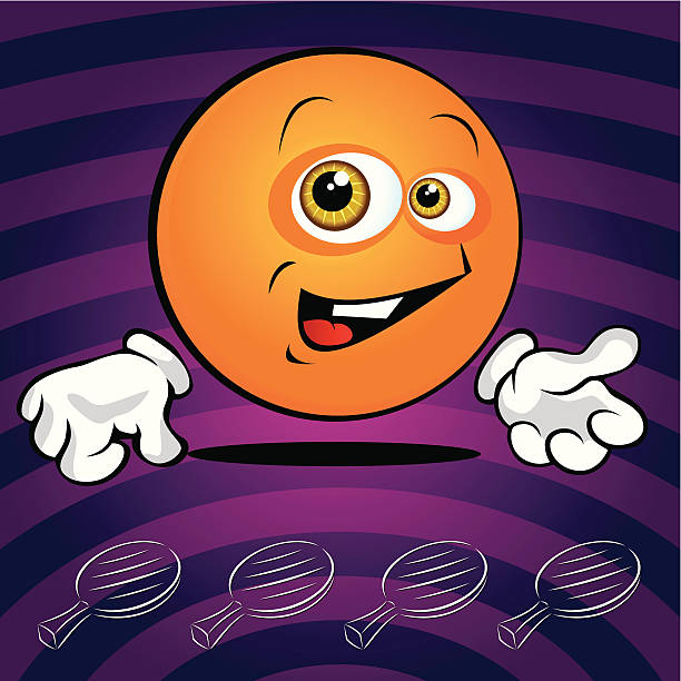 Funny smiling ping pong ball Funny smiling ping pong ball on the violet background table tennis funny stock illustrations