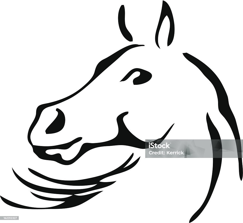 Schwarze und weiße Vektor Kontur eines Pferdes - Lizenzfrei Mähne Vektorgrafik