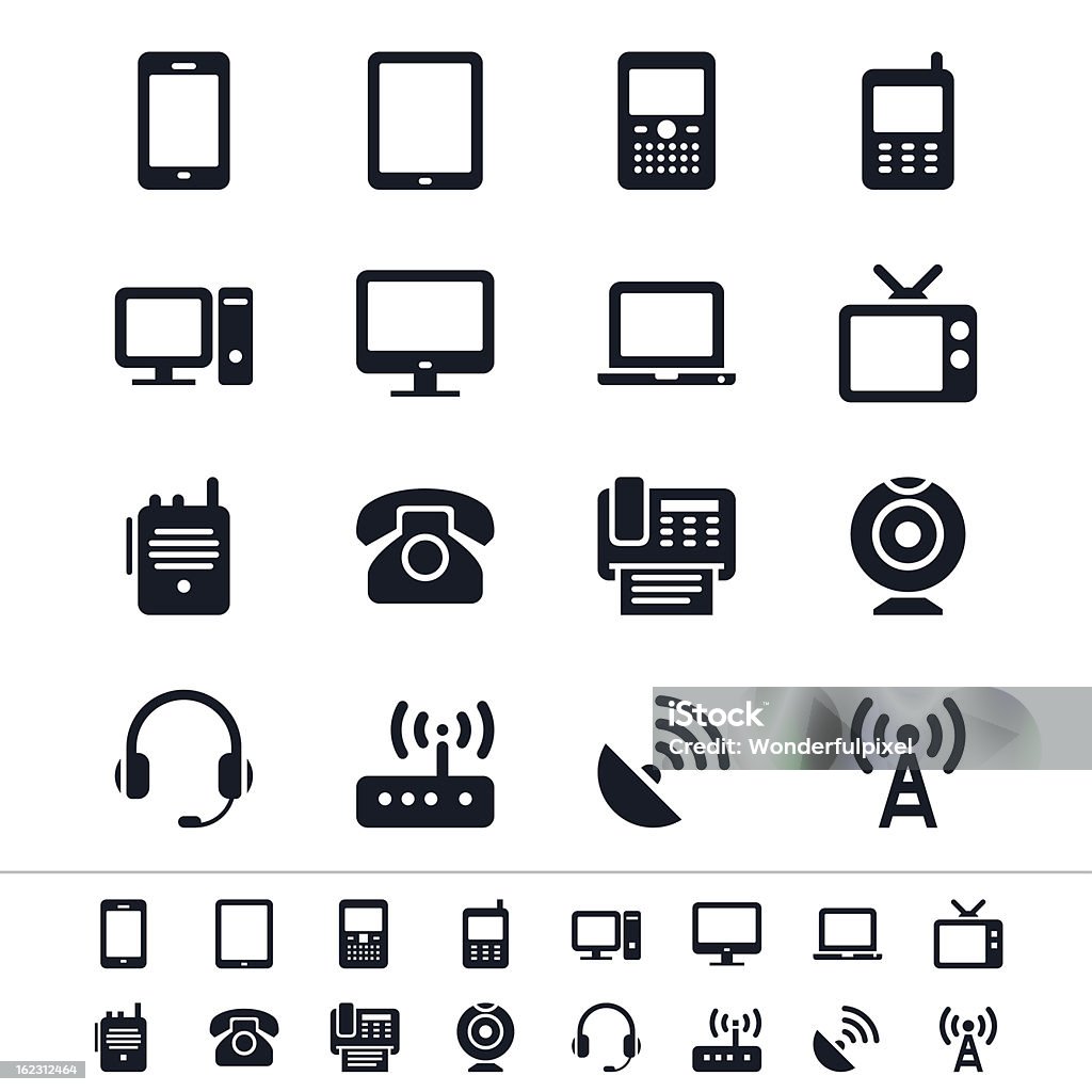 Icônes de DISPOSITIF DE COMM - clipart vectoriel de Icône libre de droits