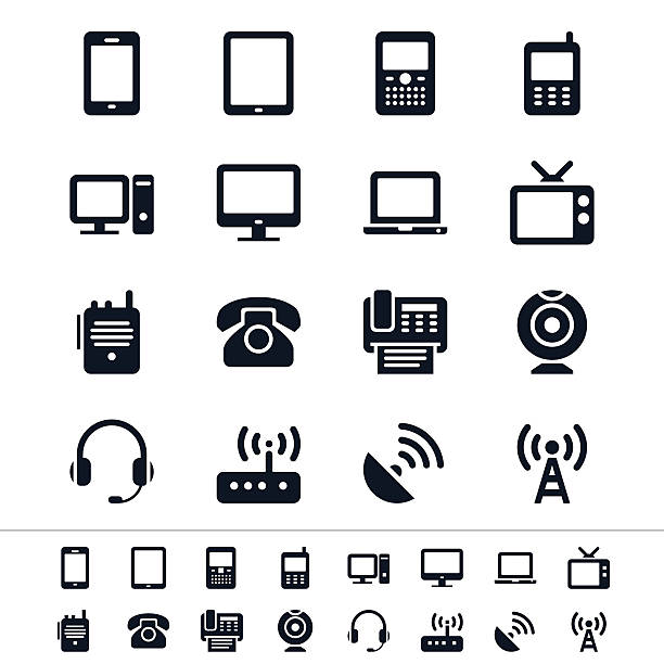 значки устройств коммуникации - router wireless technology modem equipment stock illustrations