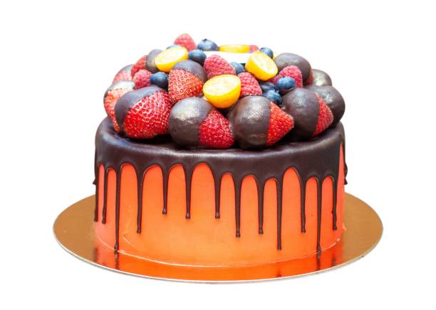 istock festive red cake with fresh strawberries dipped into melted chocolate, blueberry and raspberry isolated, png 1623168451