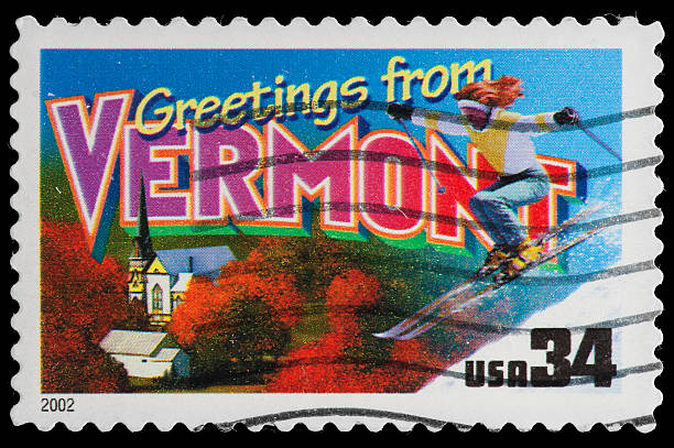 istock Vermont State Postage Stamp GREETINGS FROM AMERICA Retro Postcard Theme 162317245
