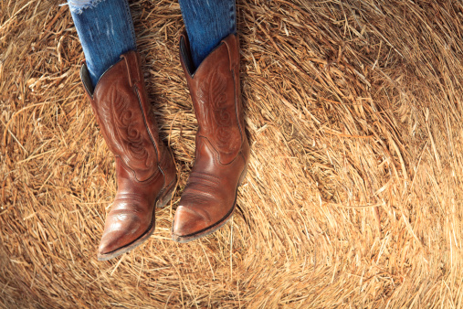 Cowgirl Boot Hay Bale