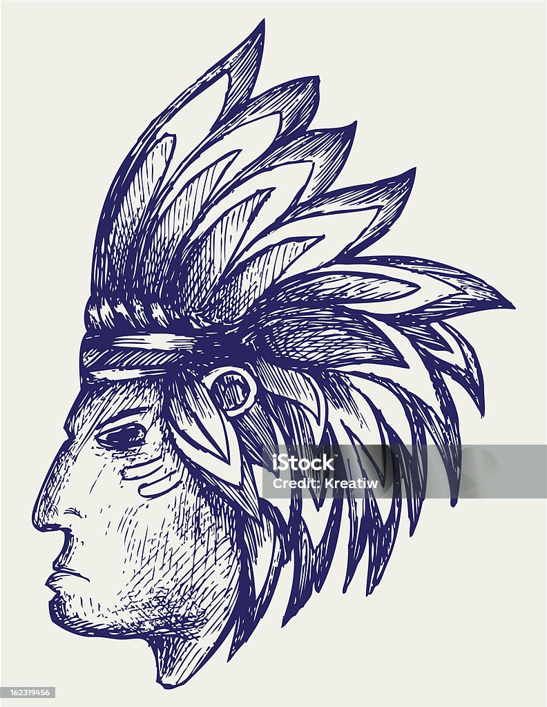 Portrait d'american indian - clipart vectoriel de Adulte libre de droits
