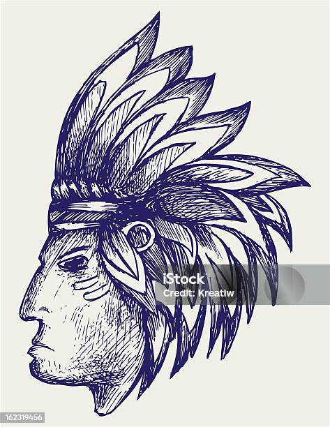 Portrait Damerican Indian Vecteurs libres de droits et plus d'images vectorielles de Adulte - Adulte, Hommes, Illustration