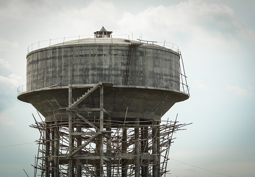 Water tower under construction in Bodh Gaya, India.