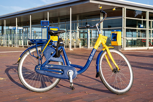 Barendrecht, Netherlands - September 25, 2021: OV-fiets bike at Barendrecht station