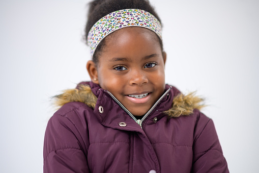 Cute Beautiful Confident African Young Girl Studio Close-Up Portrait