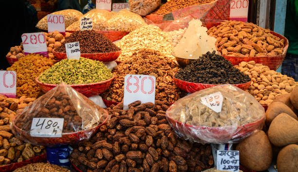 istock Selling nuts and dried fruits at a bazaar in India 1623207076