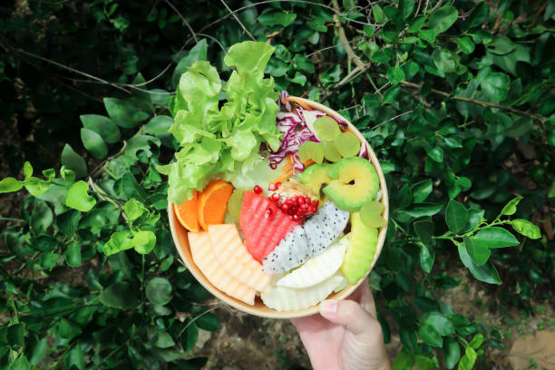 istock fruit and vegetable salad or cantaloupe, dragon fruit and lettuce salad 1623216740