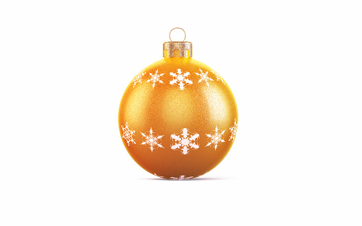 3d Render Orange Christmas Ornament, Clipping path on White Background (isolated on white)