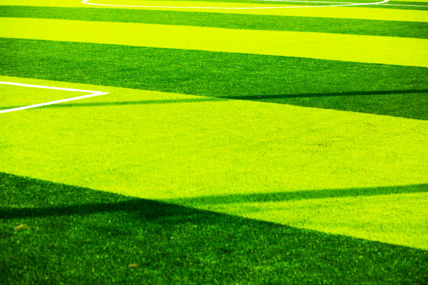 Stripes on artificial green soccer field