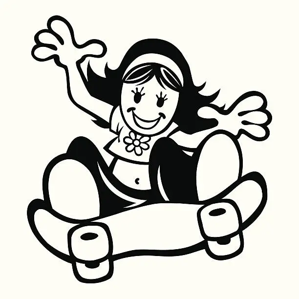 Vector illustration of Girl Skateboarder