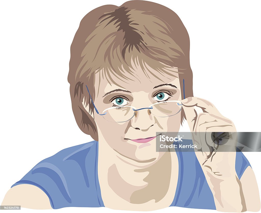 Mujer madura disfrutando de las gafas - arte vectorial de Mujeres maduras libre de derechos