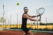 A tennis player during a match