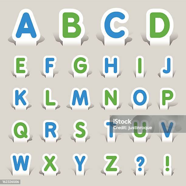 Paper Cut Alphabet Stock Illustration - Download Image Now - Alphabet, Alphabetical Order, Blue