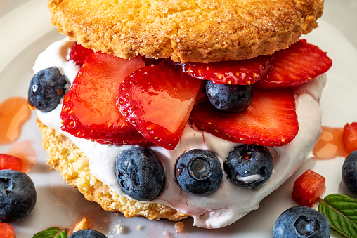 Close-up, berries, gluten-free shortcake.