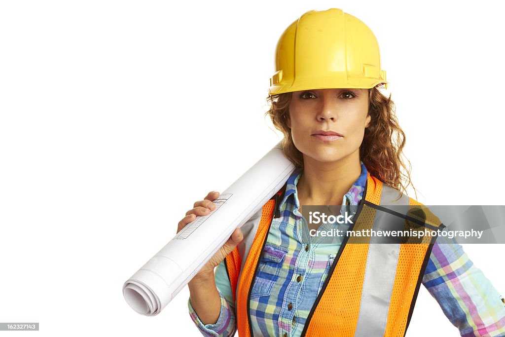 な美しい女性の建設作業員 - 1人のロイヤリティフリーストックフォト