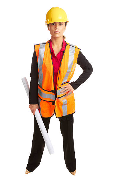 istock Beautiful confident female architech with business plans 162327289