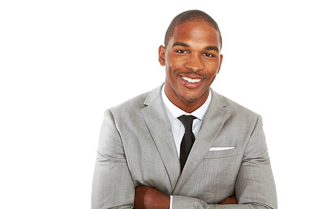 молодые афро-американский бизнес мужчин улыбается - men 20s cut out 30s стоковые фото и изображения