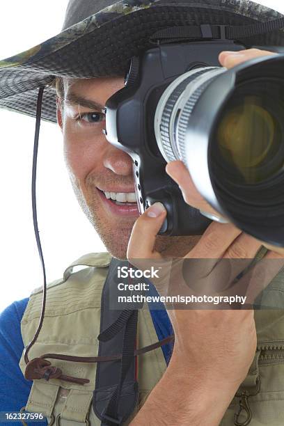 White Male Photographer With 70200mm Lens Stock Photo - Download Image Now - 20-29 Years, 25-29 Years, 30-39 Years