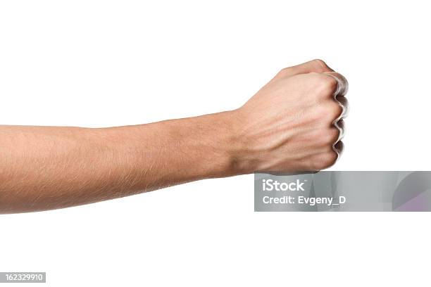 Mans Hand Isolated On White Background Stock Photo - Download Image Now - Fist, Men, Closed