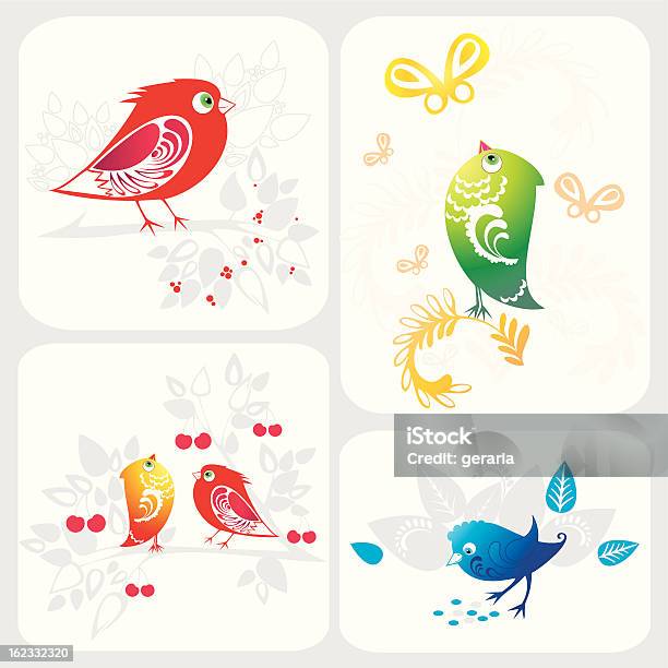 Векторная Иллюстрация С Декоративный Птиц — стоковая векторная графика и другие изображения на тему Абстрактный - Абстрактный, Бабочка, Без людей