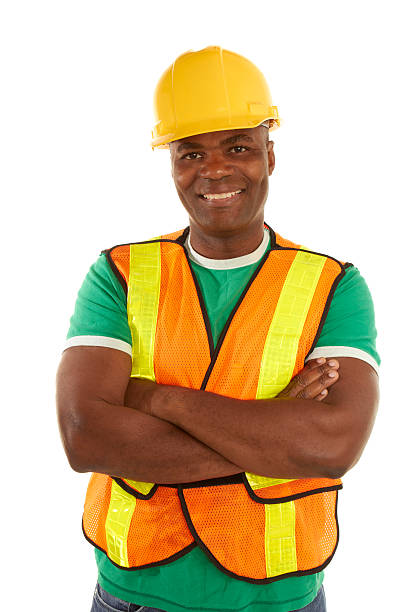 istock happy african american construction with arms crossed 162333172
