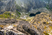 A view of the Tatra Mountains with the Nizne Krivanske Zelene Pleso, Krivan Green Lake, Slovakia.