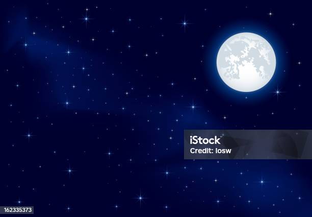 Cielo Stellato E Luna - Immagini vettoriali stock e altre immagini di Luna - Luna, Stella, Notte