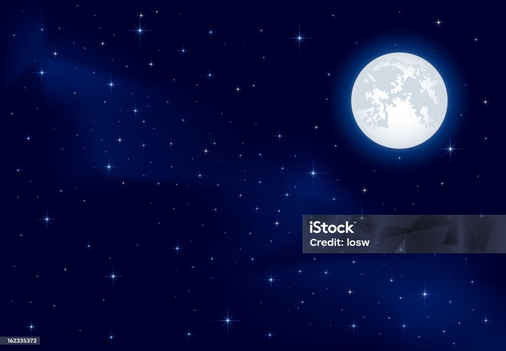 Starry sky and Moon - 免版稅星星圖庫向量圖形