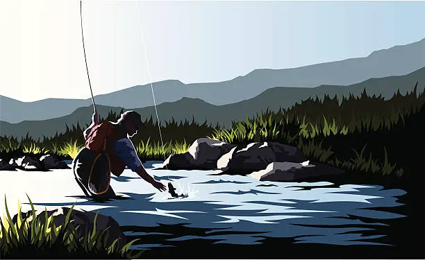 Vector illustration of fisherman