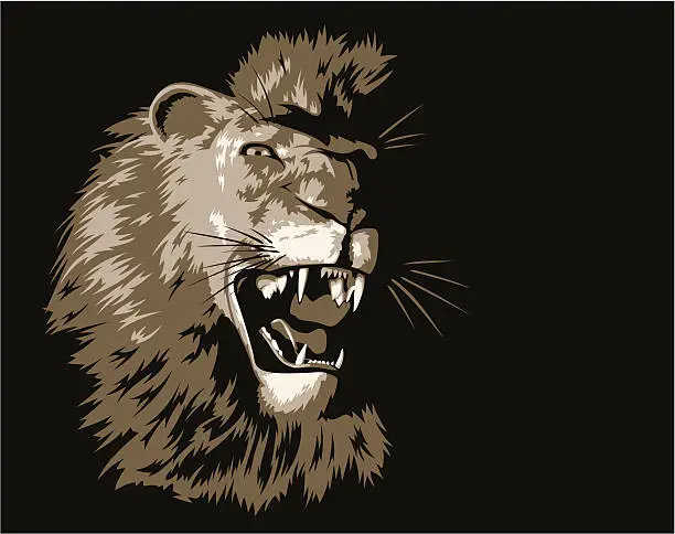 Vector illustration of Roaring Lion