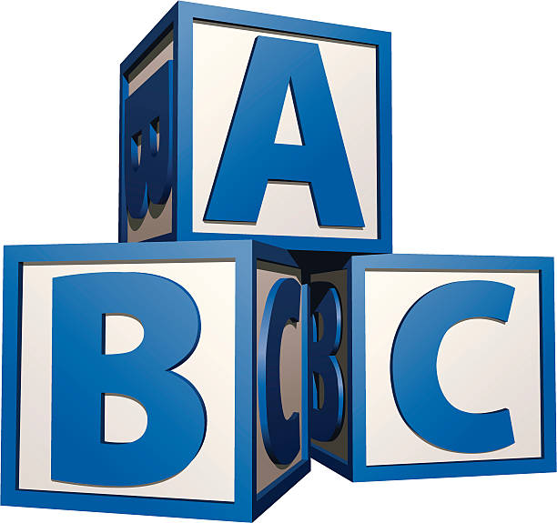 Toy Blocks - Blue Stock illustration of 'alphabet' toy blocks. Some linear gradients have been used. Created in Adobe Illustrator. block cube pyramid built structure stock illustrations