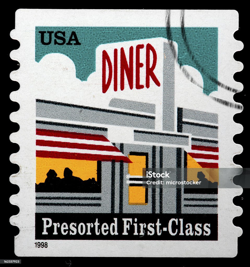 Vintage nas pieczęć upamiętniająca American Diner - Zbiór zdjęć royalty-free (Ameryka Północna)