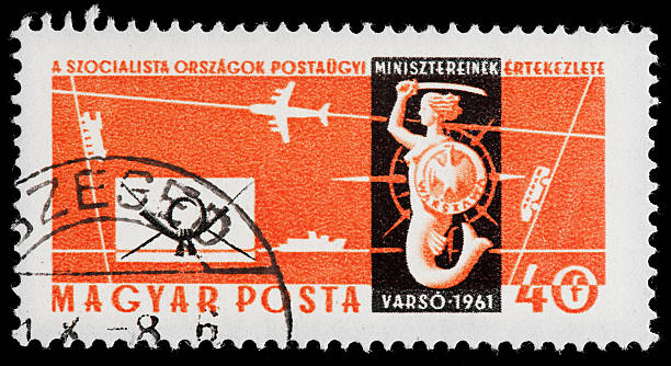 istock Stylish Transportation Illustration, Vintage Postage Stamp from Magyar 162337968