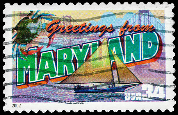 istock Maryland State Postage Stamp GREETINGS FROM AMERICA Retro Postcard Theme 162338141