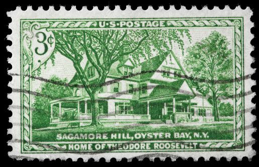 Sagamore Hill, Home of American President Theodore Roosevelt depicted on US Vintage Postage Stamp
