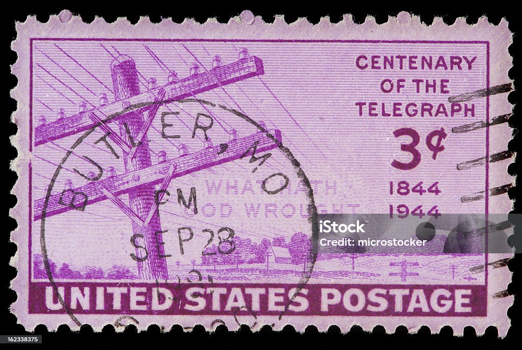 전신, 100 년, Commemorated on 빈티지 미국 우표 - 로열티 프리 고풍스런 스톡 사진
