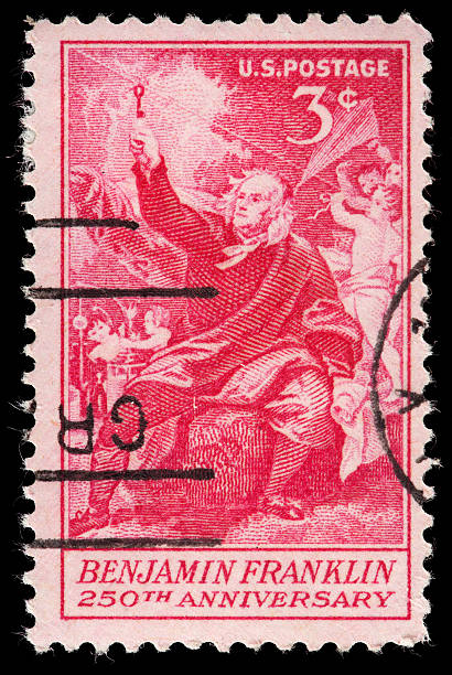 istock Benjamin Franklin 250th Anniversary Commemorated on Vintage US Postage Stamp 162338378
