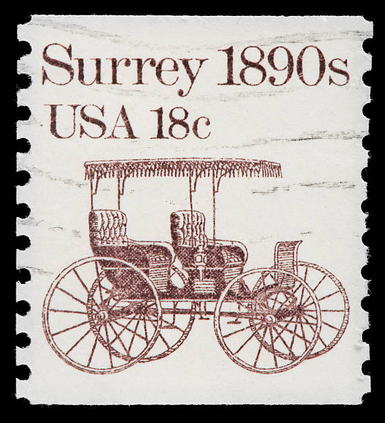 istock Horse-drawn Surrey (Carriage) shown on Vintage US Postage Stamp 162338414