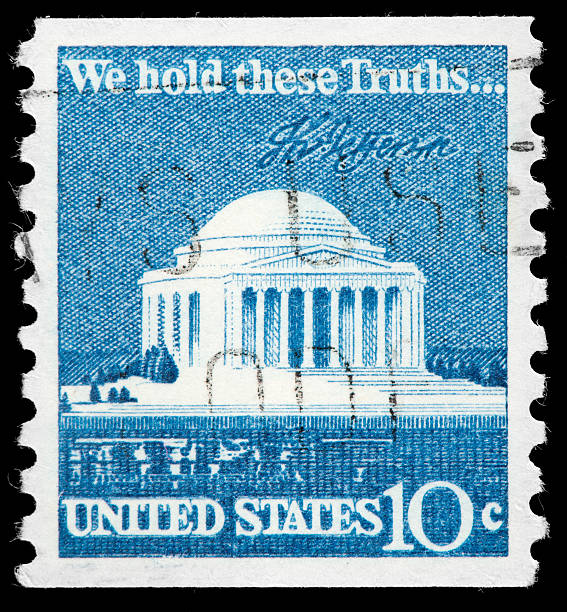 istock Thomas Jefferson Memorial Commemorated on US Vintage Postage Stamp 162338430