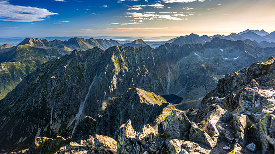 A view of the Tatra Mountains with the Nizne Terianske Pleso, Slovakia.