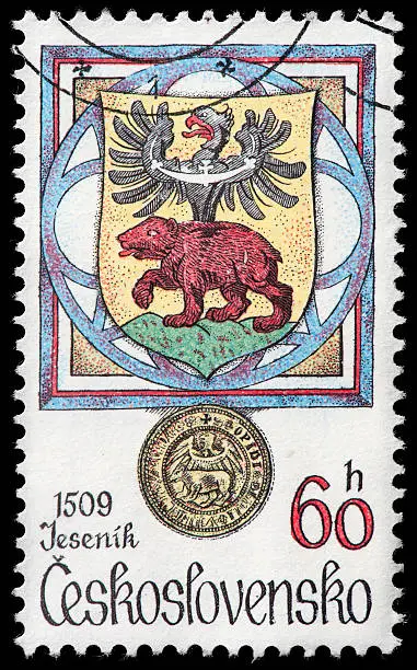 Jesenik Coat of Arms, Czech Republic, Postage Stamp.