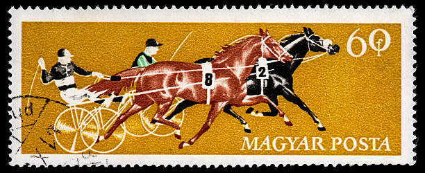 istock Two Harness Racers Pacing Down the Track, Hungarian (Magyar) stamp 162340244