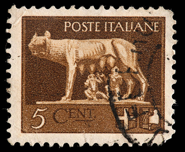 istock Romulus and Remus on Vintage Italiam Postage Stamp 162340293