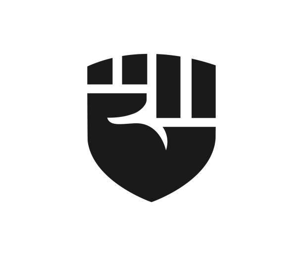 Shield Fist  Logo Template Design stock illustration Punch Shield Logo Template Design wrestling logo stock illustrations